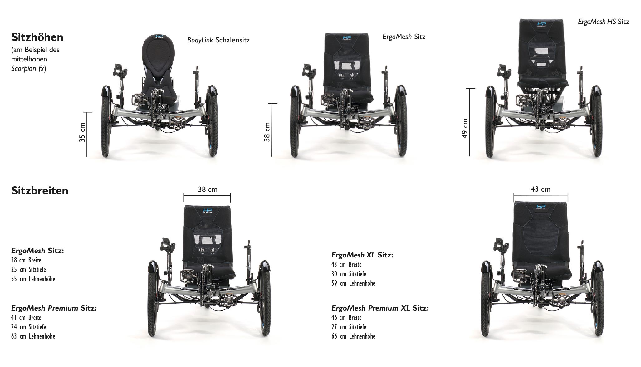 recumbent seat ergomesh sitting hight