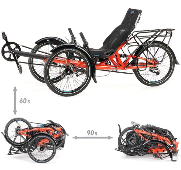 foldable travel trike faltbares reise-dreirad erwachsene scorpion fx